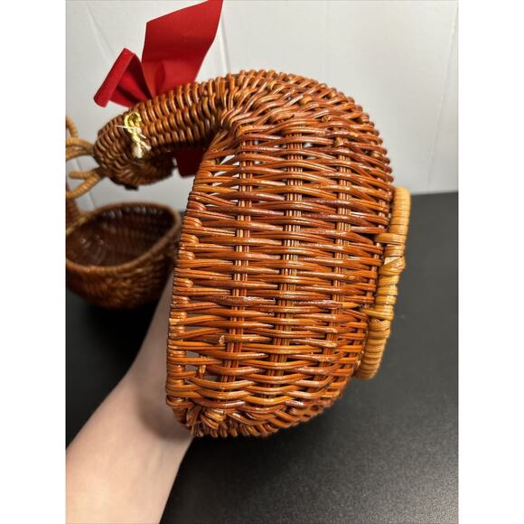 Vintage Nesting Deer Baskets Brown Wicker Reindeer Rattan Planter Weave Woven - Picture 14 of 16